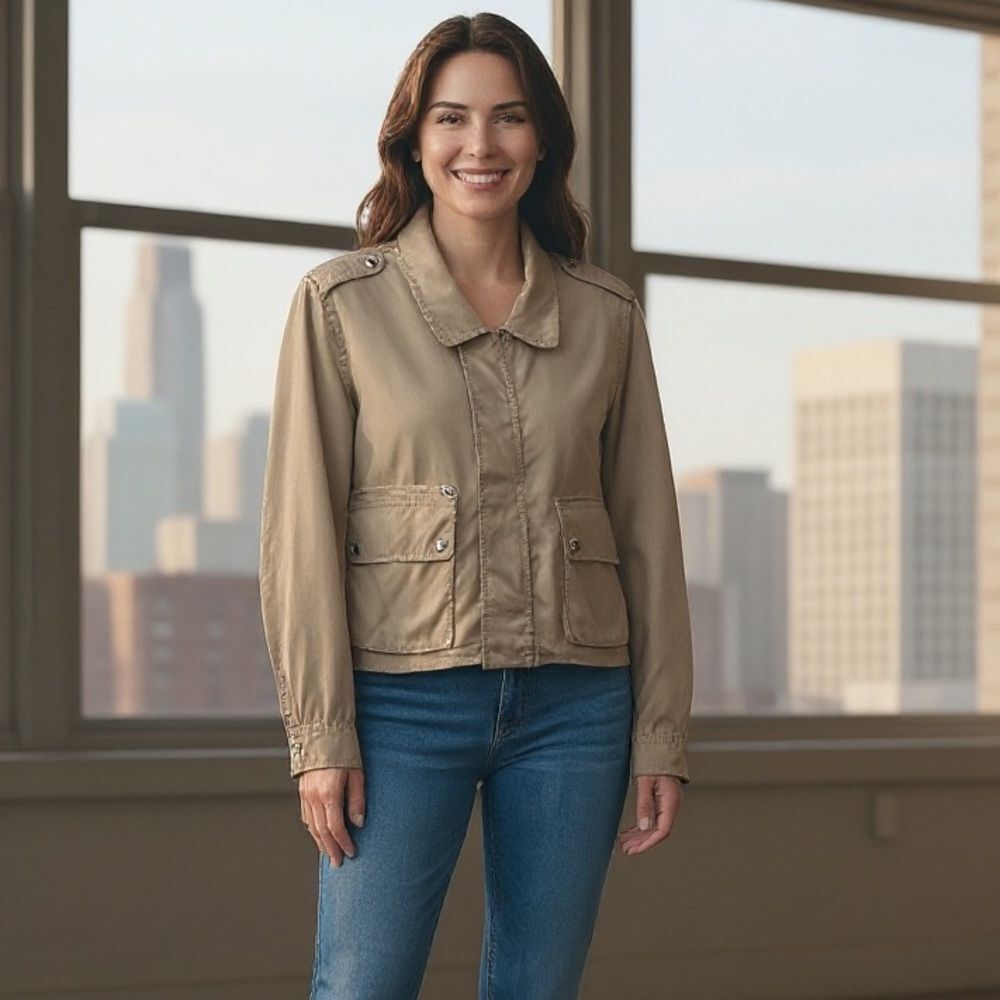 Blank NYC‎ Tan Cropped Jacket , Medium Utility Short